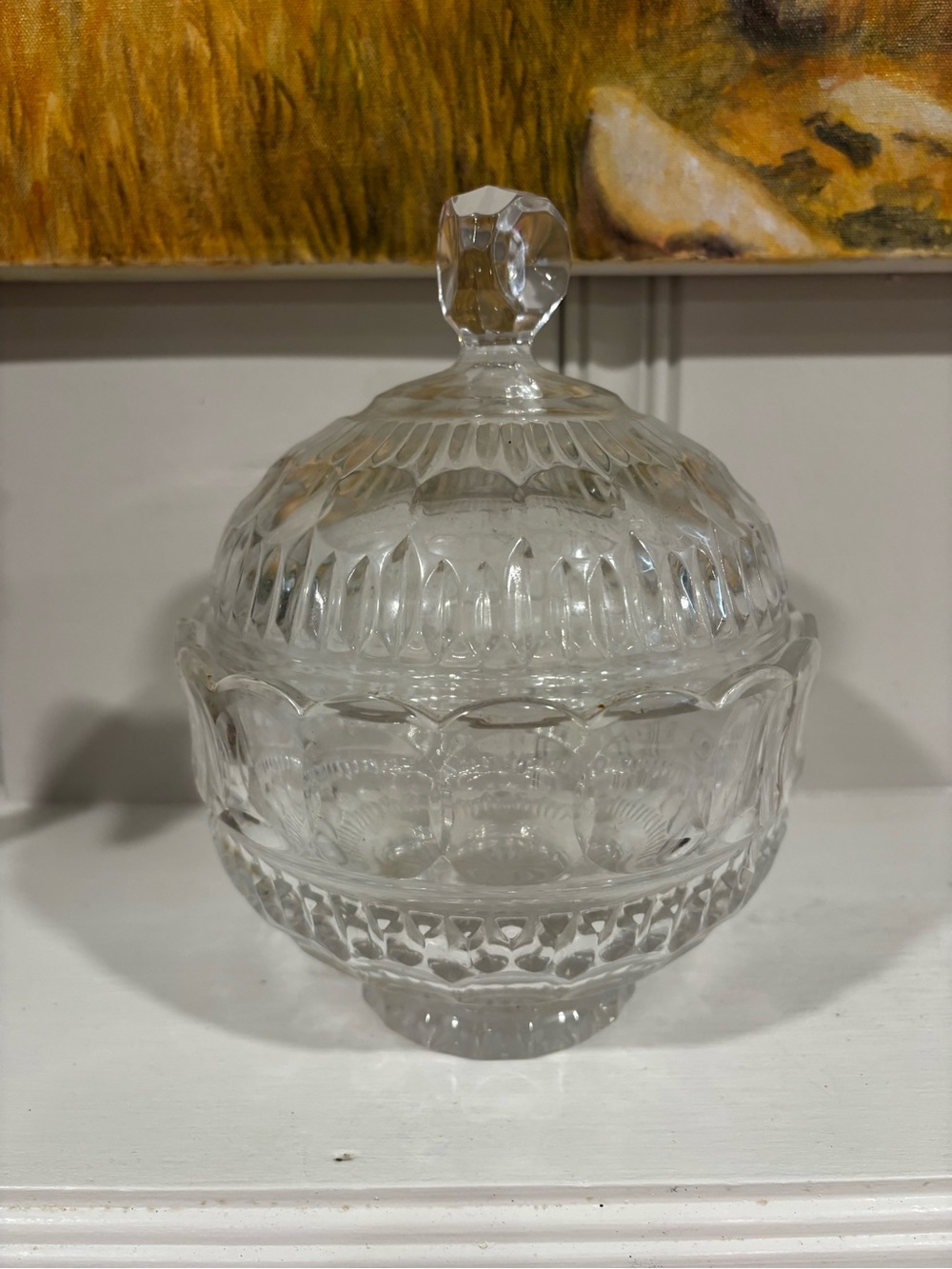 Clear Pressed Glass Covered Candy Dish